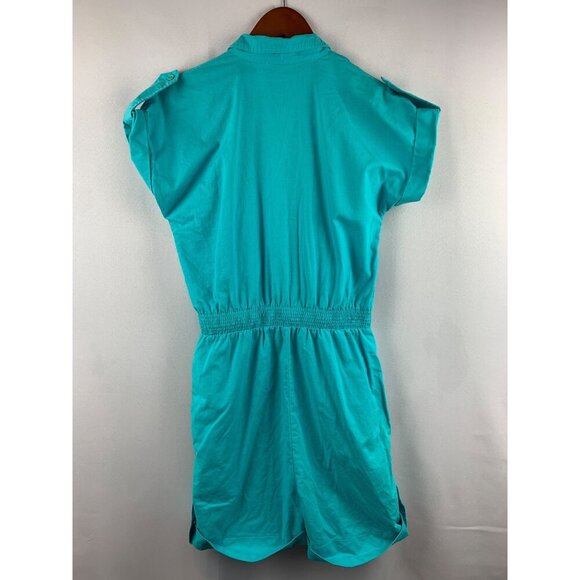 Heres A Hug Womens Turquoise Cotton Button-Up Romper Size M - Picture 5 of 5